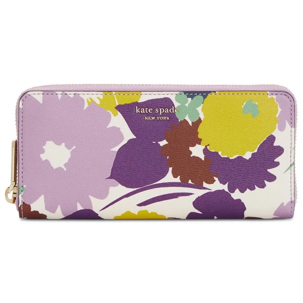 LIKE NEW Kate Spade Sylvia Swing Flora Slim Continental Wallet, Parchment Multi